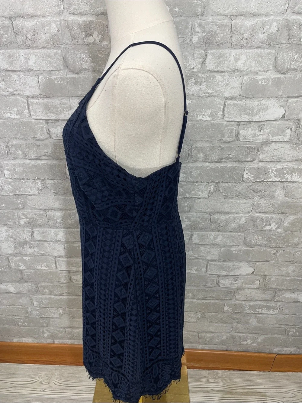 Storia Navy Lace Cutout Mini Dress